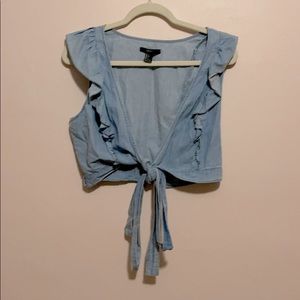 Denim tie top